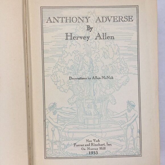Vintage 1933 Anthony Adverse Hervey Allen Hardcover Historical Fiction Ex Libris - Picture 4 of 14